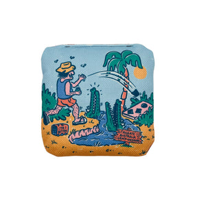 Tailgate Australia Set of 4 Pro grade cornhole bags - original artist design - Mambo style - carpet bags